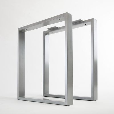 Hoteldesign Edelstahl Tischstütze mit Aluminium Dreiecksklammerstruktur