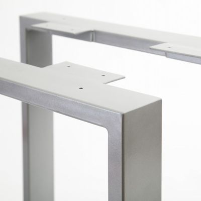 Hoteldesign Edelstahl Tischstütze mit Aluminium Dreiecksklammerstruktur