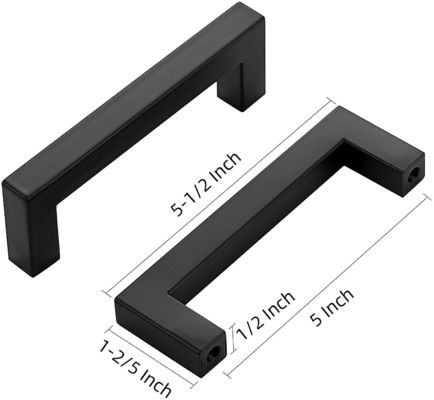 4mm-5mm Dicke Matte Schwarz Quadrat Schrank Griffe für maßgeschneiderte Größe in 5 Zoll
