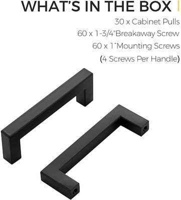 4mm-5mm Dicke Matte Schwarz Quadrat Schrank Griffe für maßgeschneiderte Größe in 5 Zoll