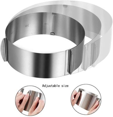 Verstellbare Kuchen Mousse Form mit Edelstahl Kuchen Ring 6-12 Zoll Backdekor